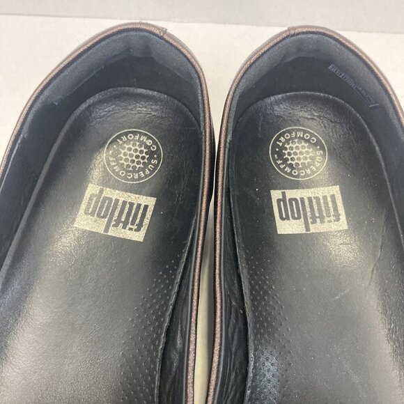 FitFlop Leather Tassel Loafers Shoes Womens Size 11 Brown Comfort Slip On Comfy - Picture 7 of 12